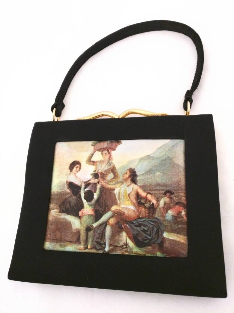 Schwarzes Satin-Portemonnaie Mit Schönem Bild - Rarität Schwarzes Satin-Portemonnaie Mit Schönem Bild - Rarität von BoutiqueVintageBox