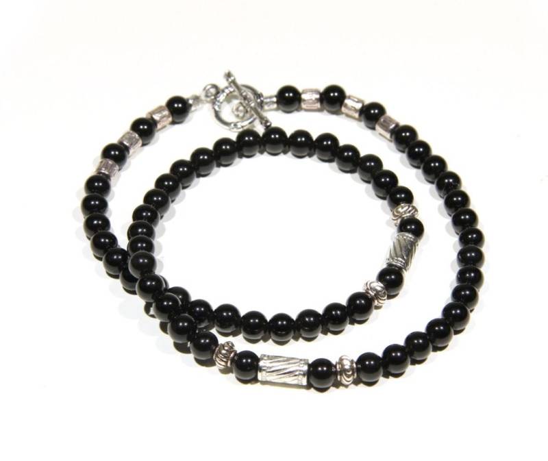 Handgemacht Schmuck Silber Schwarz Achat Halskette Für Männer Elegant Geschenk Ihn Sie Frauen Handgemacht Schmuck Silber Schwarz Achat Halskette Für Männer Elegant Geschenk Ihn Sie Frauen von BoutiquedAdele