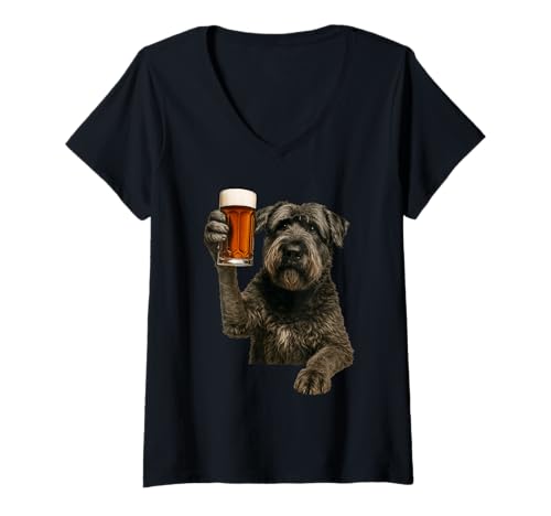 Damen Bouvier des Flandres Bier T-Shirt mit V-Ausschnitt Damen Bouvier des Flandres Bier T-Shirt mit V-Ausschnitt von Bouvier des Flandres Dog