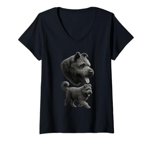 Damen Bouvier des Flandres T-Shirt mit V-Ausschnitt Damen Bouvier des Flandres T-Shirt mit V-Ausschnitt von Bouvier des Flandres Dog