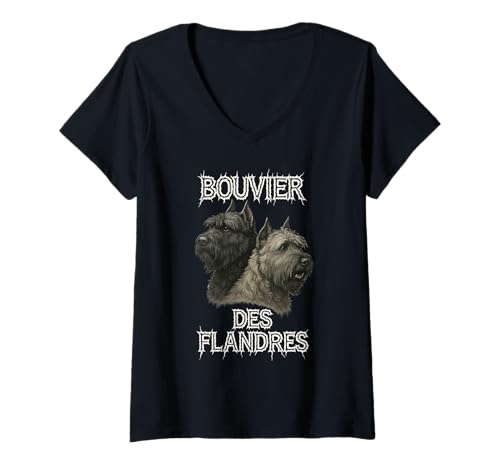 Damen Bouvier des Flandres T-Shirt mit V-Ausschnitt Damen Bouvier des Flandres T-Shirt mit V-Ausschnitt von Bouvier des Flandres Dog