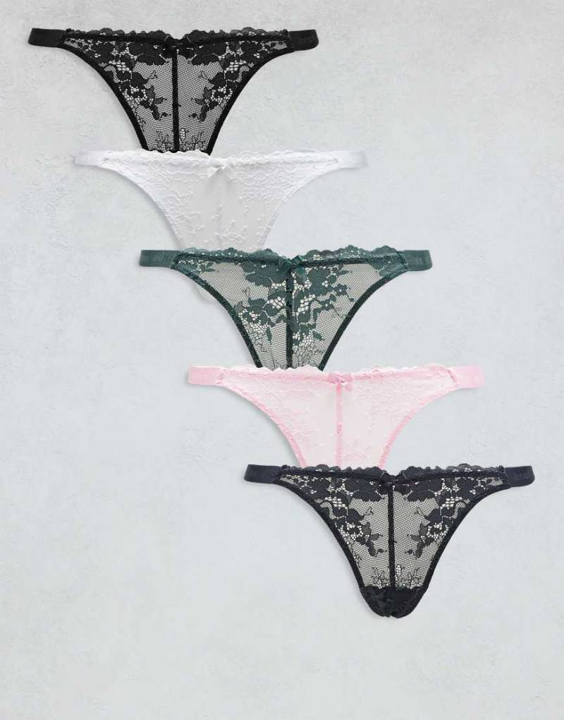 Boux Avenue - Fran - 5er-Pack Tangas aus Spitze in verschiedenen Farben-Bunt von Boux Avenue