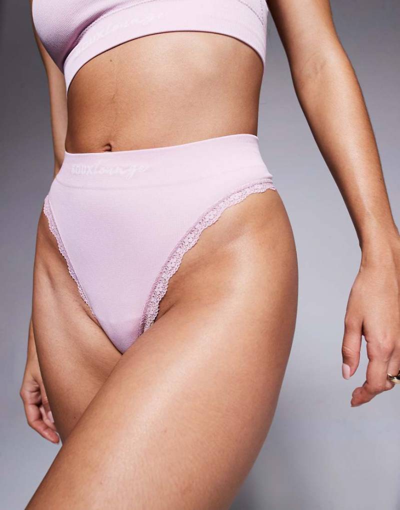 Boux Avenue - Geripptes Bustier in Rosa mit Spitzenborte von Boux Avenue