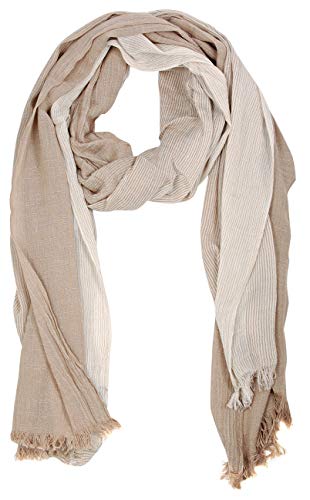 Bovari Herren Schal – Baumwolle Viskose Mix – mehrfarbiger Streifen Schal - Ganzjahresschal – soft/weich (Beige) von Bovari