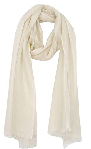 Bovari Kaschmir Schal Damen - 100% Kaschmir - Extra Leicht/Hauchzart - Premium Cashmere - extra dünner Schal/Sommerschal - 200 x 70 cm (Hell-Beige/birch) von Bovari