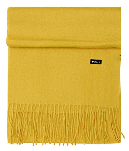 Bovari Kaschmir Schal Damen – 100% Kaschmir/Cashmere – Premium Qualität – 180 x 31 cm - viele Farben (Gelb (Ceylon)) von Bovari