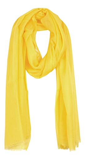 Bovari Kaschmir Schal Damen - 100% Kaschmir - Extra Leicht/Hauchzart - Premium Cashmere - extra dünner Schal/Sommerschal- 200 x 70 cm (Gelb) von Bovari
