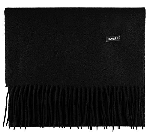 Bovari Kaschmir Schal Herren – 100% Kaschmir/Cashmere – Premium Qualität – 180 x 31 cm - viele Farben (schwarz (black)) von Bovari