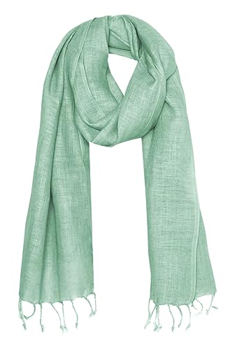 Bovari Leinen Schal für Damen und Herren aus 100% Leinen - leicht und atmungsaktiv – Ganzjahres-Schal – Fransen-Schal (Jade/Grün) von Bovari