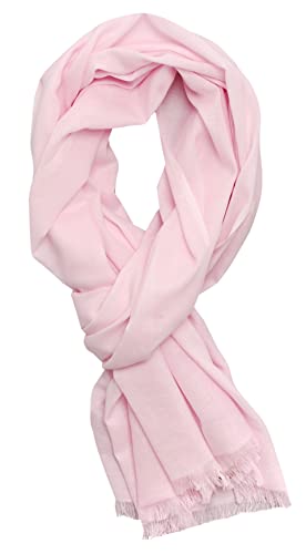 Bovari Schal Damen aus 100% gekämmter Bio-Baumwolle - leicht, atmungsaktiv, dünn - Sommerschal in XL-Größe 180x70 cm (rosa/zart-rosa) von Bovari