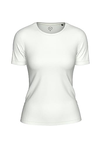 BOVIVA 10100 Damen Basic Rundhals (Round-Neck) Kurzarm T-Shirt/Jersey Tshirt Oberteile, Basics und Shirts aus Baumwolle einfarbig für den Sommer Venus White,34 von BOVIVA