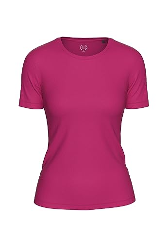 BOVIVA 10100 Damen Basic Rundhals (Round-Neck) Kurzarm T-Shirt/Jersey Tshirt Oberteile, Basics und Shirts aus Baumwolle einfarbig für den Sommer Venus royal pink,36 von BOVIVA