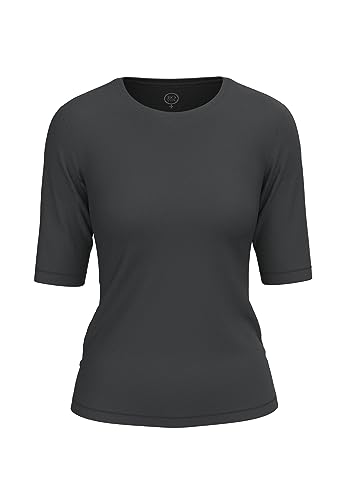 BOVIVA 10102 Damen Basic Rundhals (Round-Neck) Halbarm Kurzarm T-Shirt/Jersey Tshirt Oberteile, Basics und Shirts aus Baumwolle in Unifarben für den Sommer Venus Black,36 von BOVIVA