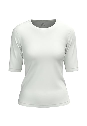 BOVIVA 10102 Damen Basic Rundhals (Round-Neck) Halbarm Kurzarm T-Shirt/Jersey Tshirt Oberteile, Basics und Shirts aus Baumwolle in Unifarben für den Sommer Venus White,44 von BOVIVA