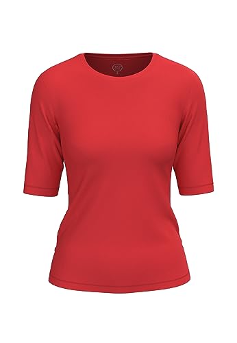 BOVIVA 10100 Damen Basic Rundhals (Round-Neck) Kurzarm T-Shirt/Jersey Tshirt Oberteile, Basics und Shirts aus Baumwolle einfarbig für den Sommer Venus Bright red,42 von BOVIVA