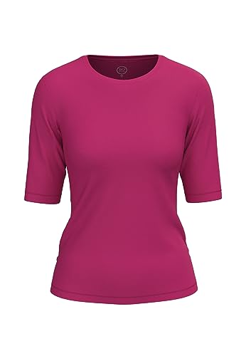 BOVIVA 10100 Damen Basic Rundhals (Round-Neck) Kurzarm T-Shirt/Jersey Tshirt Oberteile, Basics und Shirts aus Baumwolle einfarbig für den Sommer Venus royal pink,38 von BOVIVA