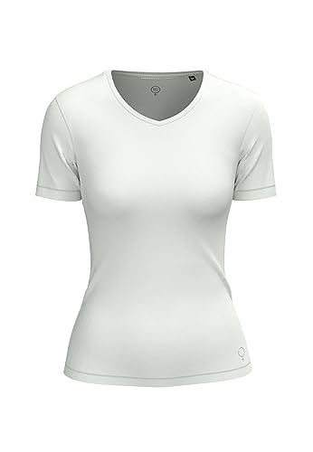 BOVIVA 20100 Damen Basic V-Ausschnitt V Ausschnitt Neck Kurzarm T-Shirt/Jersey Tshirt Oberteile, Basics und Shirts aus Baumwolle einfarbig für den Sommer Venus White,42 von BOVIVA