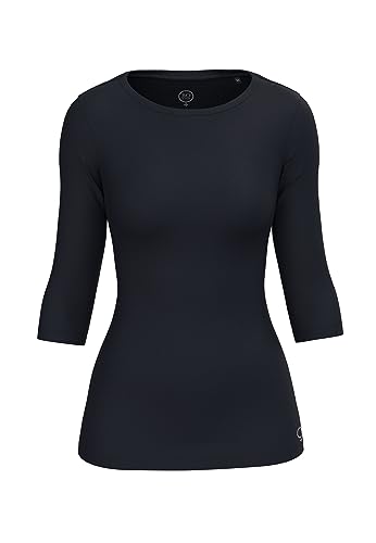 BOVIVA 30200 Damen Basic Boat Neck Uboot U Boot Ausschnitt Boatneck 3/4 arm dreiviertelarm T-Shirt Oberteile Shirts aus Baumwolle einfarbig Sommer Venus Marine Classic,38 von BOVIVA