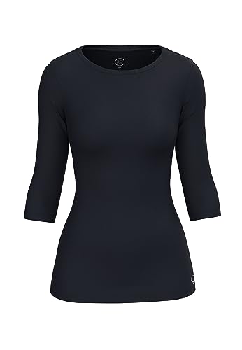 Boviva 30200 Damen Basic Boat Neck Uboot U Boot Ausschnitt Boatneck 3/4 arm dreiviertelarm T-Shirt Oberteile Shirts aus Baumwolle einfarbig Sommer Venus Marine Classic,40 von Boviva
