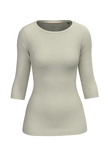 Boviva Silver Damen Basic Boat Neck Uboot U Boot Ausschnitt Boatneck 3/4 arm dreiviertelarm T-Shirt Oberteile, Basics Shirts Unifarben Sommer Silver Whisper White,38 von Boviva
