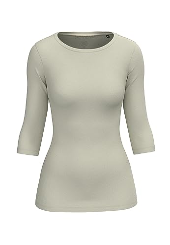 BOVIVA Silver Damen Basic Boat Neck Uboot U Boot Ausschnitt Boatneck 3/4 arm dreiviertelarm T-Shirt Oberteile, Basics Shirts Unifarben Sommer Silver Whisper White,40 von BOVIVA