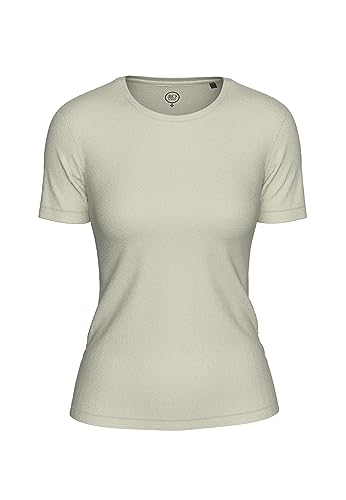 BOVIVA Silver Damen Basic Rundhals (Round-Neck) Kurzarm T-Shirt (Tshirt) /Jersey Oberteile, Basics und Shirts aus Baumwolle in Unifarben Sommer Silver Whisper White,36 von BOVIVA