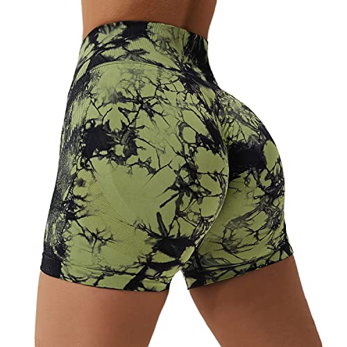 Bovldemt Kurze Sporthose Damen Sportshorts Damen Gym Shorts Damen Scrunch Butt Shorts Yoga Shorts Fitness(Blackgreen, S) von Bovldemt