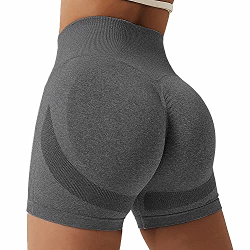 Bovldemt Kurze Sporthose Damen Sportshorts Damen Gym Shorts Damen Scrunch Butt Shorts Yoga Shorts Fitness(Grey, L) von Bovldemt