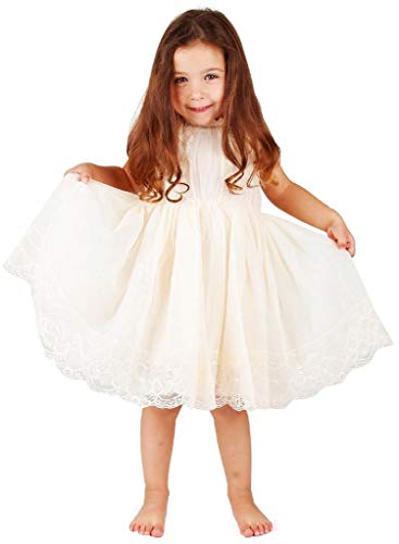 Bow Dream Mädchenkleid aus Vintage Spitze Elfenbein Creme 3 Jahre von Bow Dream