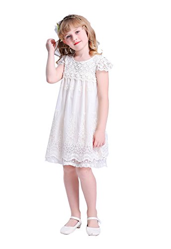 Bow Dream Spitze Mädchenkleid aus Vintage Elfenbein 3T 3 Jahre von Bow Dream