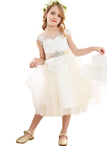 Bow Dream Vintage Spitze Hochzeit Förmlich Mädchenkleid Elfenbein 6 Jahre von Bow Dream