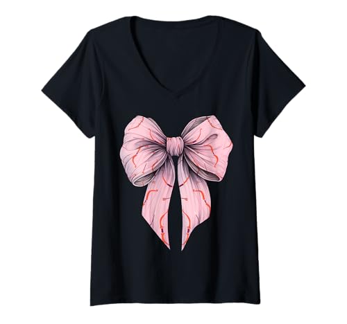 Damen Kokette Bogen Pfeil und Bogen Jagd Bogen & Pfeil Jäger Mädchen Mama T-Shirt mit V-Ausschnitt von Bow Hunting Coquette Aesthetic Girl Women Clothing
