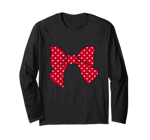 Rote und weiße Gepunktete Schleife, Mädchen, Kokette mit Punkten, niedlich Langarmshirt von Bow Tees