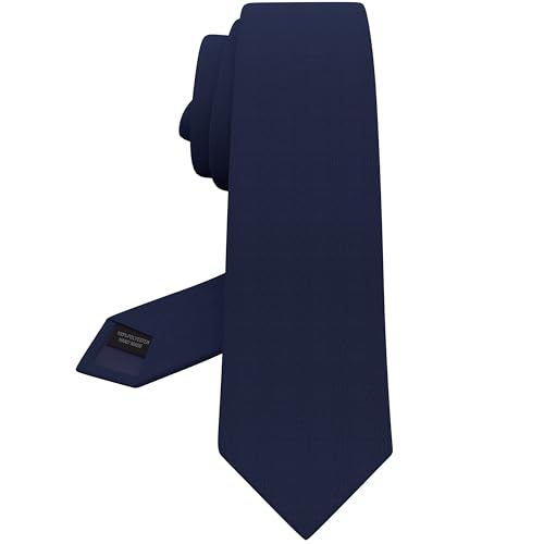Bow Tie House Premium Herren Krawatte in Standard-Ausführung aus Gabardine-Matt-Material für klassische Halsbinden bei Anzügen (09 Marineblau, Standard - 7 cm) von Bow Tie House