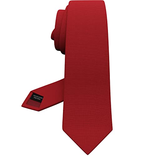 Bow Tie House Premium Herren Krawatte in Standard-Ausführung aus Gabardine-Matt-Material für klassische Halsbinden bei Anzügen (29 Rot, Standard - 7 cm) von Bow Tie House