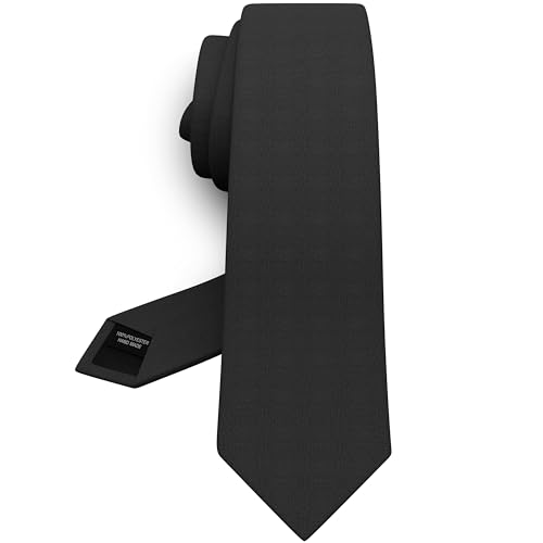 Bow Tie House Premium Herren Krawatte in schmaler Ausführung aus Gabardine-Matt-Material für klassische Halsbinden bei Anzügen (01 Schwarz, Schmal - 6 cm) von Bow Tie House