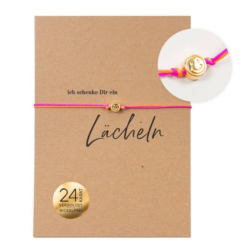 Bow & Hummingbird Armband Set Armband auf Karte - Smiley - Ich schenke dir ein Lächeln, 24 Karat vergoldeter Anhänger von Bow & Hummingbird