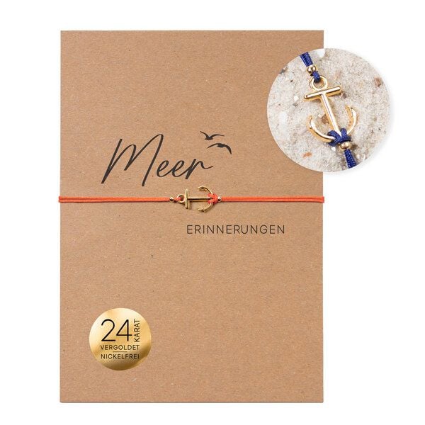 Bow & Hummingbird Armband auf Karte - Anker - Meer-Erinnerungen (Marineblau) von Bow & Hummingbird