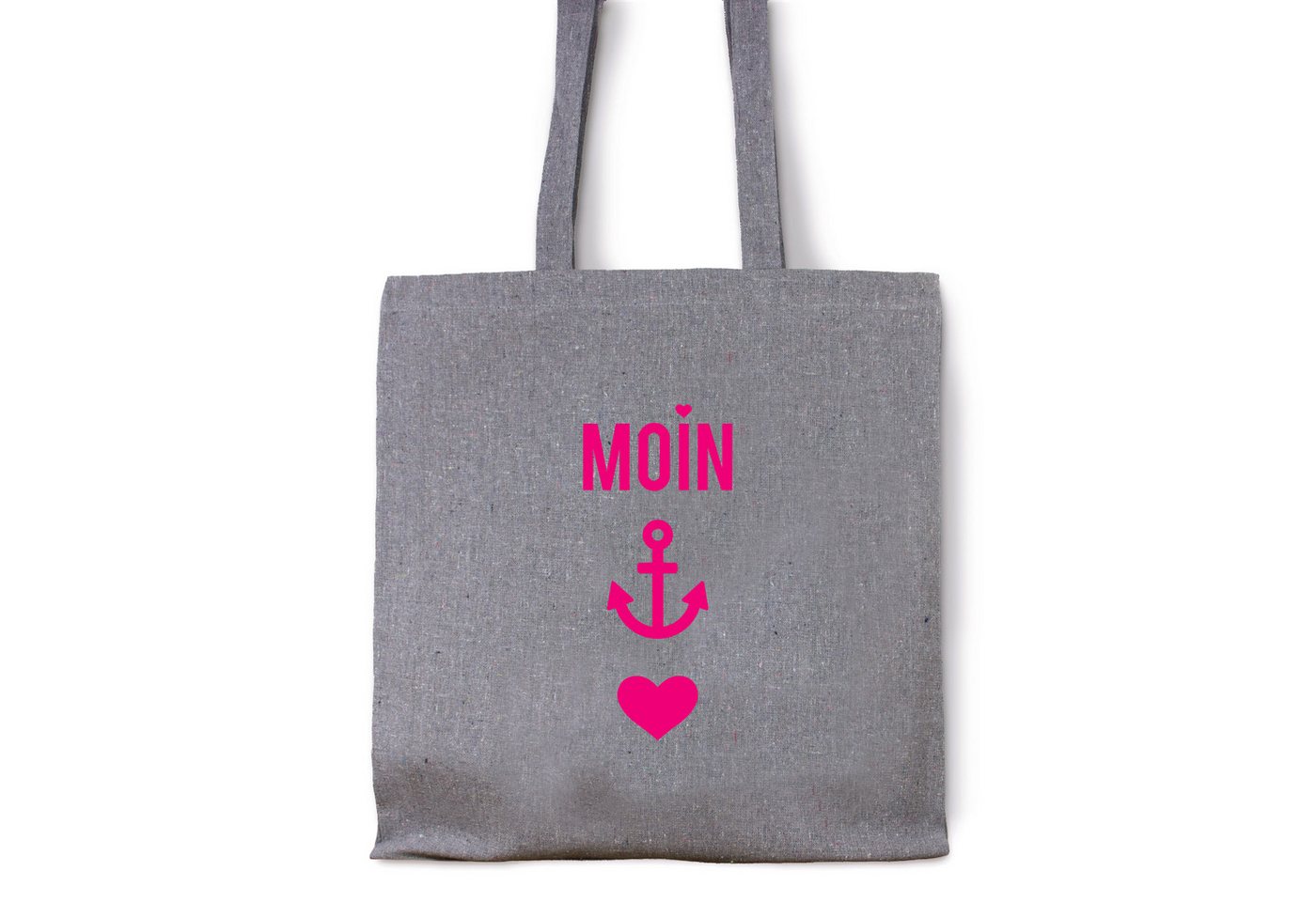 Bow & Hummingbird Beuteltasche Baumwollbeutel "Moin-Anker-Herz" (Neon-Pink) aus recycelter Baumwolle, aus recycelter Baumwolle von Bow & Hummingbird