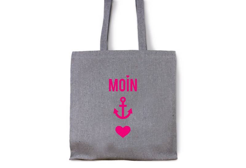 Bow & Hummingbird Beuteltasche Baumwollbeutel "Moin-Anker-Herz" (Neon-Pink) aus recycelter Baumwolle, aus recycelter Baumwolle von Bow & Hummingbird