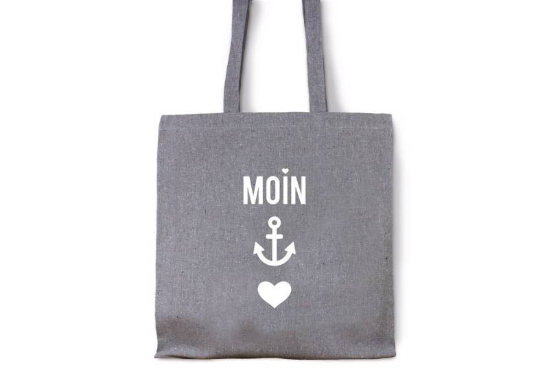 Bow & Hummingbird Beuteltasche Baumwollbeutel "Moin-Anker-Herz" aus recycelter Baumwolle, aus recycelter Baumwolle von Bow & Hummingbird