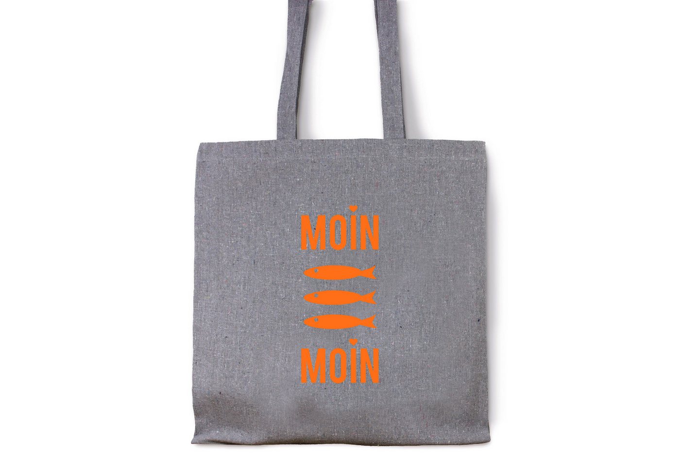 Bow & Hummingbird Beuteltasche Baumwollbeutel "Moin Moin Fische" (Neon-Orange), aus recycelter Baumwolle von Bow & Hummingbird