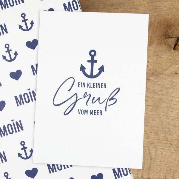 Bow & Hummingbird Maritime Postkarte "Ein kleiner Gruß vom Meer" aus Recyclingpapier von Bow & Hummingbird