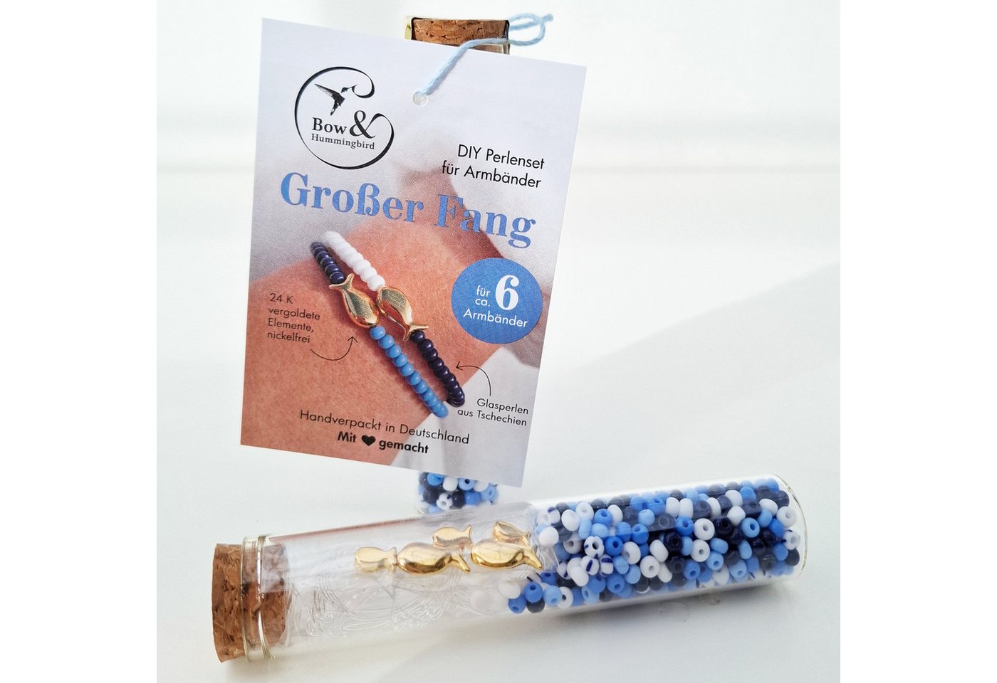 Bow & Hummingbird Perlenarmband Set DIY Perlenset für Armbänder - Großer Fang, 24 Karat vergoldete Anhänger von Bow & Hummingbird