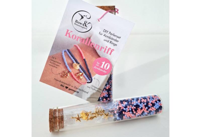 Bow & Hummingbird Perlenarmband Set DIY Perlenset für Armbänder und Ringe - Korallenriff, 24 Karat vergoldete Anhänger von Bow & Hummingbird