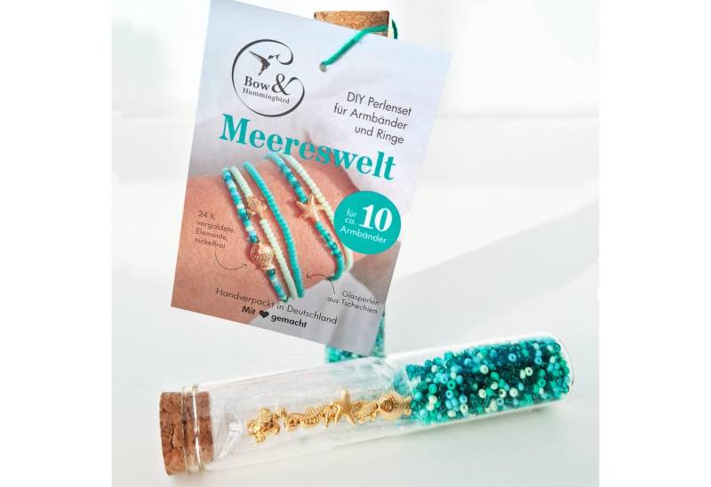 Bow & Hummingbird Perlenarmband Set DIY Perlenset für Armbänder und Ringe - Meereswelt, 24 Karat vergoldete Anhänger von Bow & Hummingbird