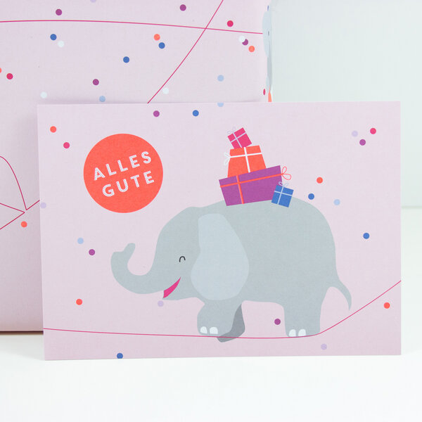 Bow & Hummingbird Postkarte Alles Gute (Elefant) von Bow & Hummingbird