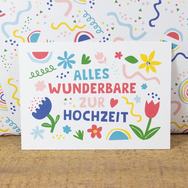 Bow & Hummingbird Postkarte Alles Wunderbare zur Hochzeit von Bow & Hummingbird