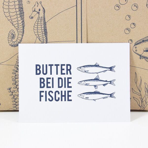 Bow & Hummingbird Postkarte "Butter bei die Fische" von Bow & Hummingbird