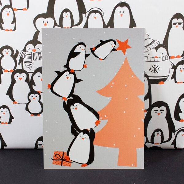 Bow & Hummingbird Postkarte "Pinguinbaum" von Bow & Hummingbird